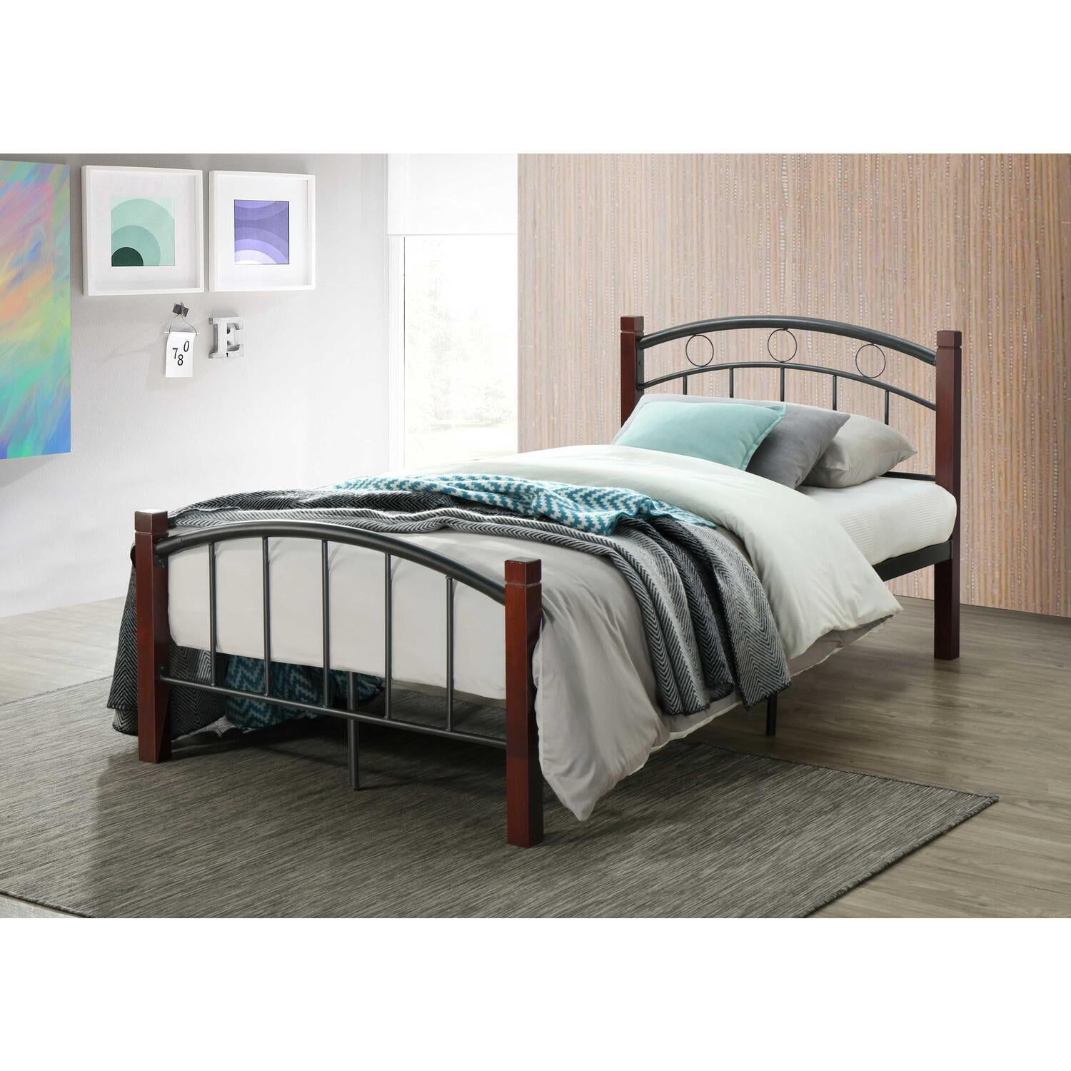 Hodedah Complete Metal Bed With, Bed Rails For Full Size With Headboard And Footboard