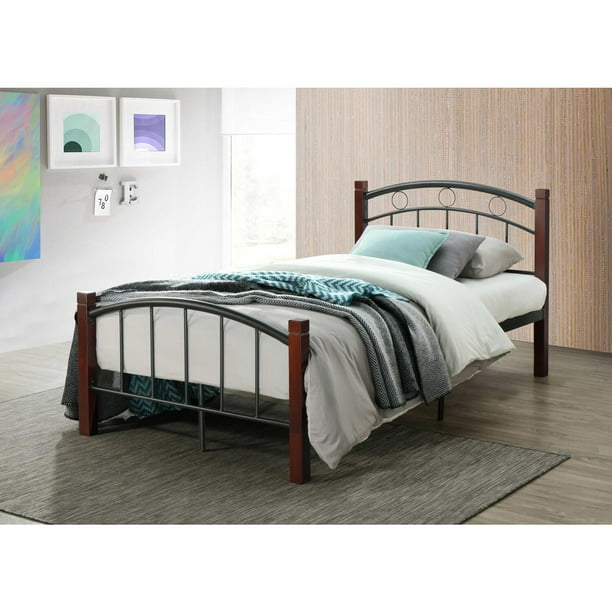 Hodedah Complete Metal Bed With, Use Footboard As Headboard