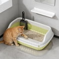 thumbnail image 4 of RKSTN Cat Litter Box Semi-Enclosed, Splash-Proof Cat Poop Basin, Cat Potty Green, 4 of 5
