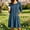 Navy, variant on QUNYINEY Midi Casual Dresses for Women 3/4 Sleeve Pink Summer A Line Dress Crew Neck with Pockets Loose Fit Embroidered Dresses