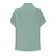 thumbnail image 5 of Camisa Estilo Boyfriend A Rayas Fruncidas para Mujer, Informal, con Cuello Corto, Mangas , Botones y Bolsillo, Verde XXXL, 5 of 7