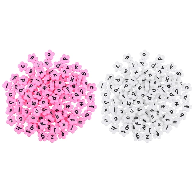200pcs Delicate Acrylic DIY Beads Durable Flower Shape Beads Letter Diy Beads