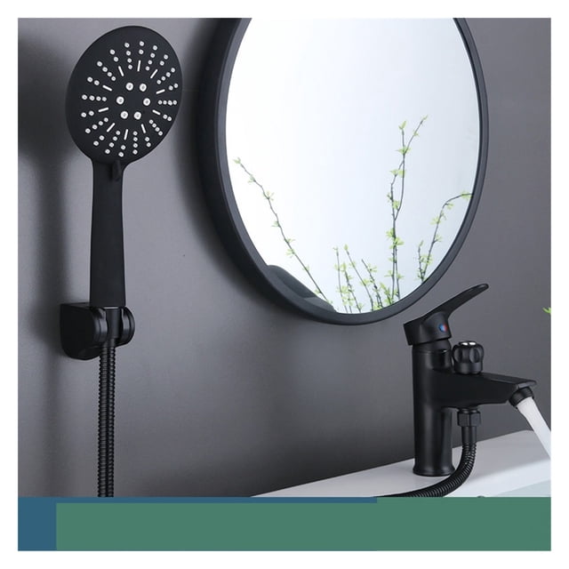 Matte Black Basin Faucet Single Handle Hot Cold Mixer With 3 Function Hand Showe Bathroom Washbasin Dual-Purpose Bath Faucet ,Effortless Installation