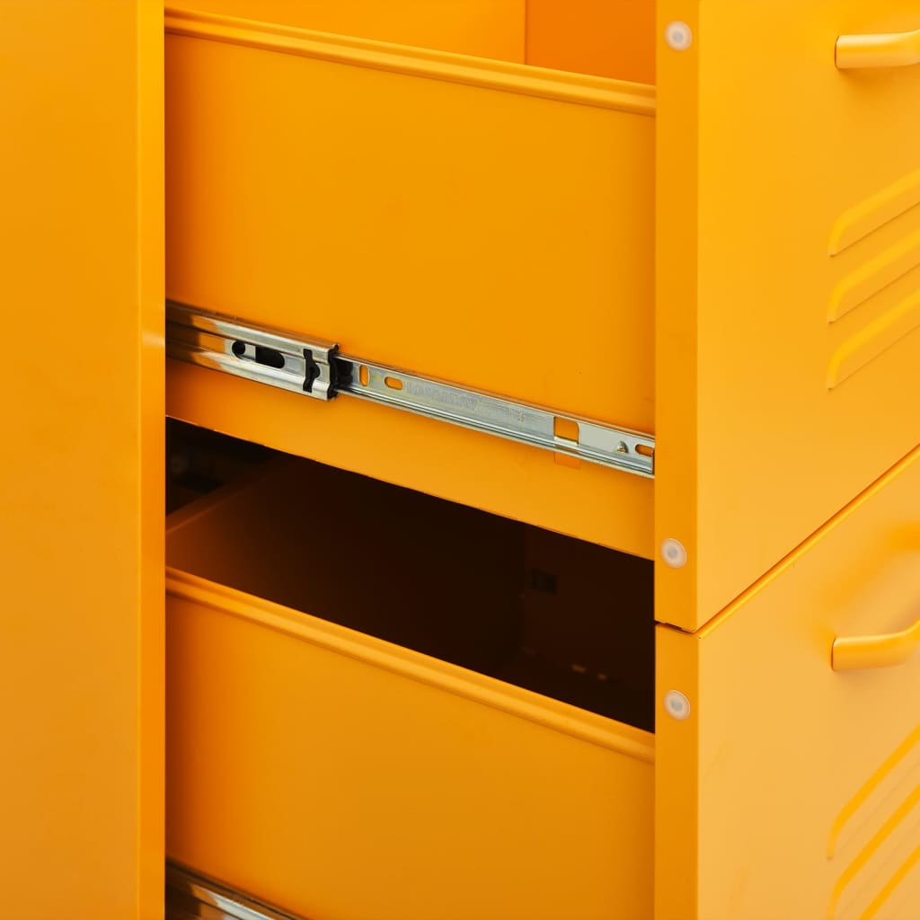 vidaXL Drawer Cabinet Mustard Yellow 31.5"x13.8"x40" Steel