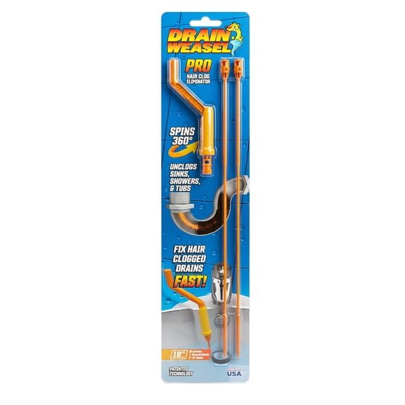 FlexiSnake Drain Weasel Pro Snake Hair Clog Remover, Starter Kit 2 Pack