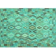 thumbnail image 1 of Ahgly Company Machine Washable Indoor Rectangle Southwestern Turquoise Blue Country Area Rugs, 8' x 10', 1 of 4