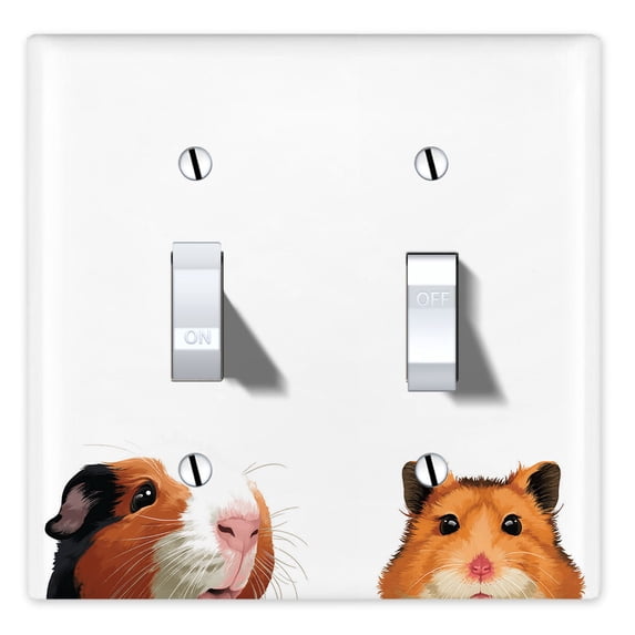 WIRESTER 2-Gang Toggle Wall Plate/Switch Plate Cover, Animal Guinea Pig Hamster