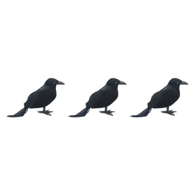 kurtrusly Horror Props For Halloween - High Simulation Black Crow Ornament For Festive Straight crow 3Set