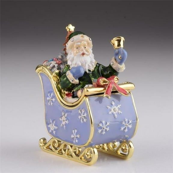 Keren Kopal CR1938 Santa in Carriage Enamel Painted Trinket Box with Austrian Crystals