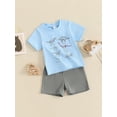 thumbnail image 4 of Suagox Toddler Boy 0-24 Months and 2-3 Years Old, Summer Outfit Dinosaur Print Short Sleeve Tops with Elastic Waist Solid Color Shorts 2 Pcs Clothes, 4 of 10