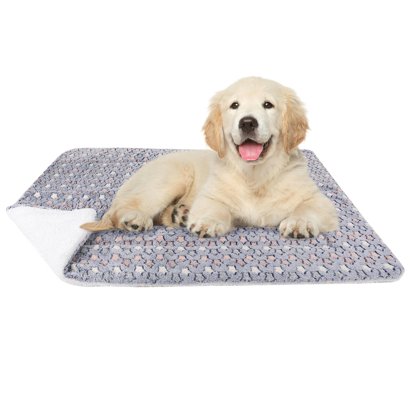 Pet Dog Bed Reversible Fleece Crate Mat for Dogs Cats Puppies