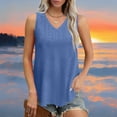 thumbnail image 5 of Admvng Summer Tops for Women Casual Solid Color Sleeveless V-neck Hem Curved Pullover S-2XL, 5 of 7