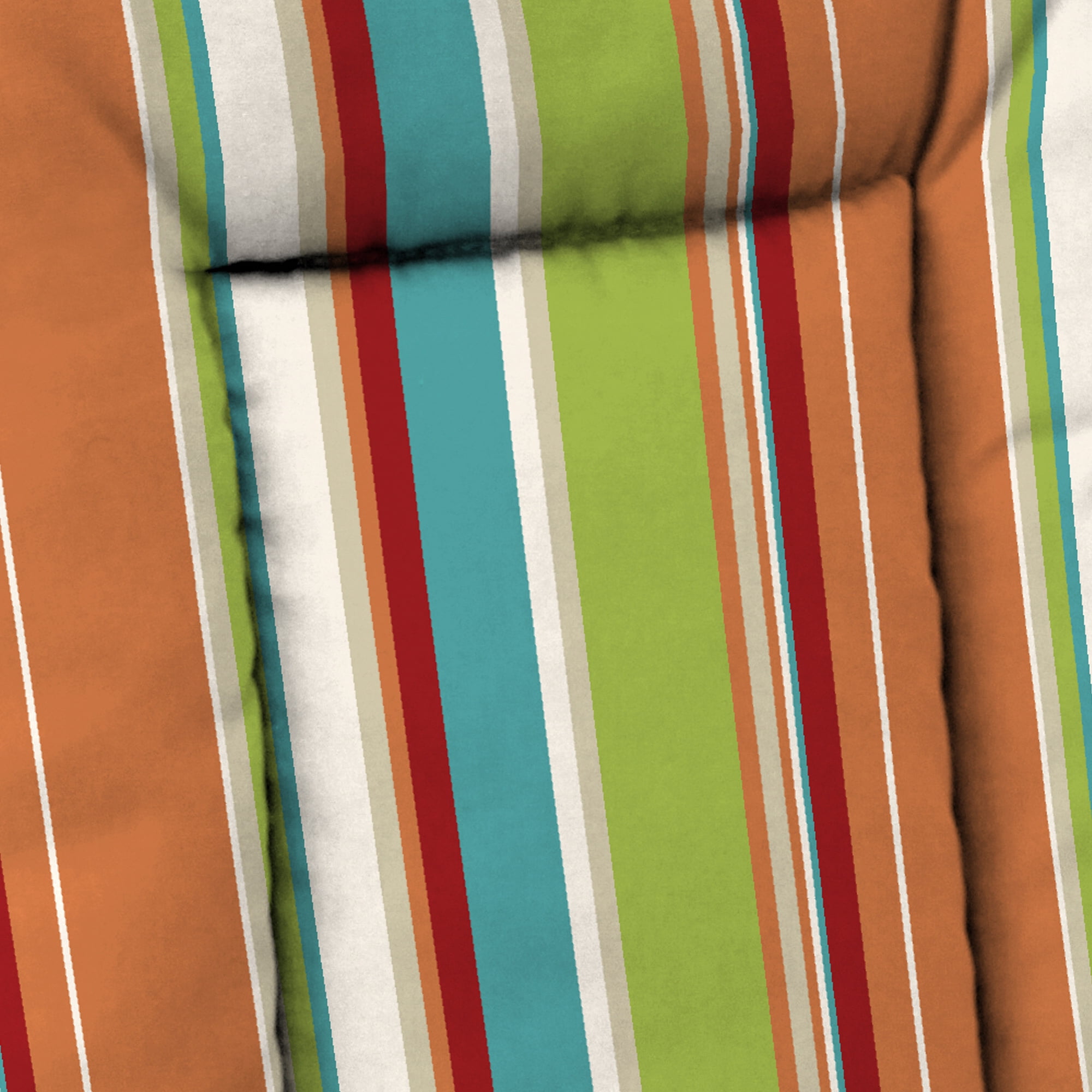 Jordan Manufacturing 38" x 21" Covert Breeze Multicolor Stripe Rectangular Outdoor Wrought Iron Chair Cushion with Ties and Hanger Loop