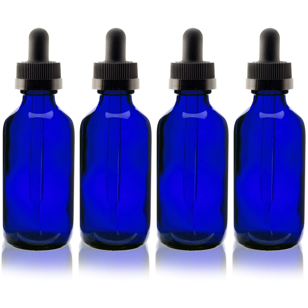 Cobalt Blue 1oz Dropper Bottle (30ml) Pack of 4 Glass Tincture Bottles with Eye Droppers for