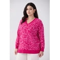 thumbnail image 3 of TIYOMI Plus Size Women's Hot Pink Sweater Knitted Long Sleeve 2X Tops Floral V Neck Warm Sweaters Chunky Pullover Sweater Loose Fit Fall Winter Jumper Tops 2XL 18W 20W, 3 of 9