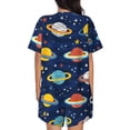 thumbnail image 3 of Naloa Planets and Stars Women's Short-Sleeved Pajama Set, Loungewear, Summer pajamas, Breathable Cozy - 4X-Large, 3 of 9