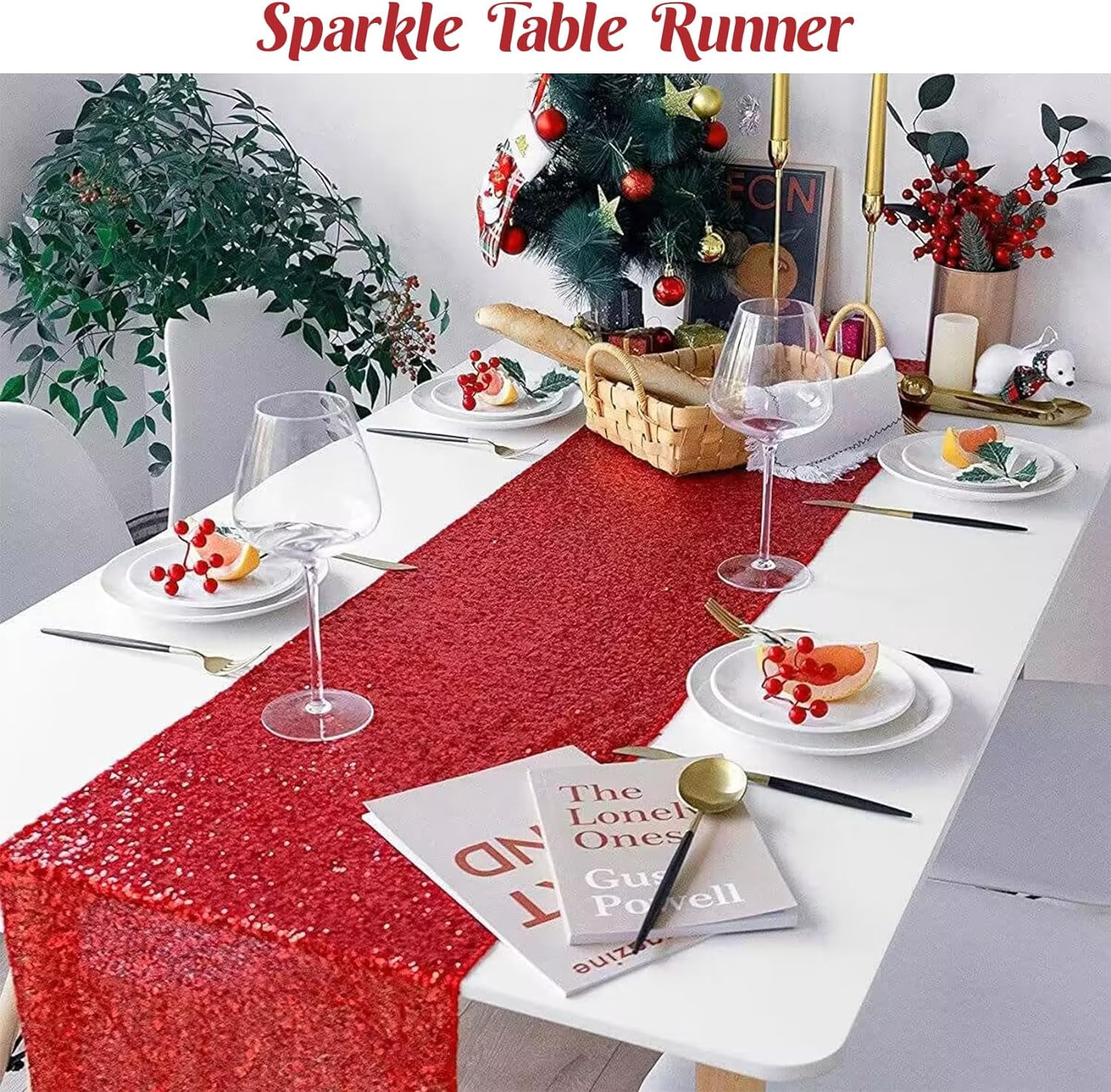 6 Pack Red Sequin Table Runners 12" x 72" Sparkle Sequin Table Cloths for Wedding Party Banquet Bridal Shower Decorations