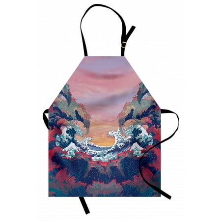 

Modern Apron Colorful Fantasy Sea Waves Ocean Modern Fictional Nautical Magic Artsy Illustration Unisex Kitchen Bib Apron with Adjustable Neck for Cooking Baking Gardening Multicolor by Ambesonne