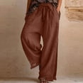 thumbnail image 6 of GUACER Womens Linen Wide Leg Pants Drawstring with Tassels & Pockets Palazzo Trousers for Beach & Casual Wear, 6 of 6
