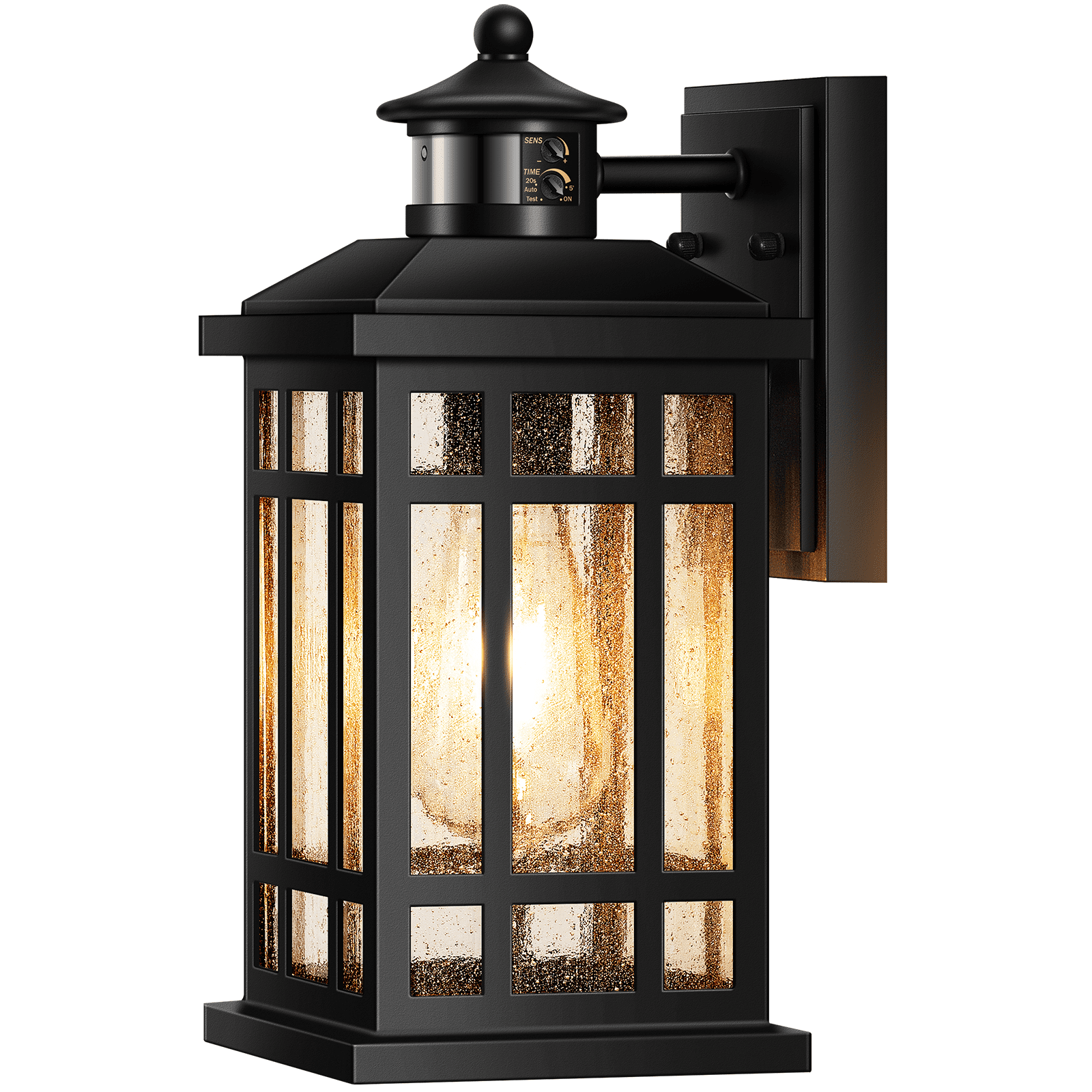 OPAXIS Motion Sensor Outdoor Wall Light, Adjustable Sensing Range Outside Lights for House, Black Dawn to Dusk Sconce Lights for Patio, Anti-Rust Waterproof Porch Lantern Wall Mount with Bubble Glass
