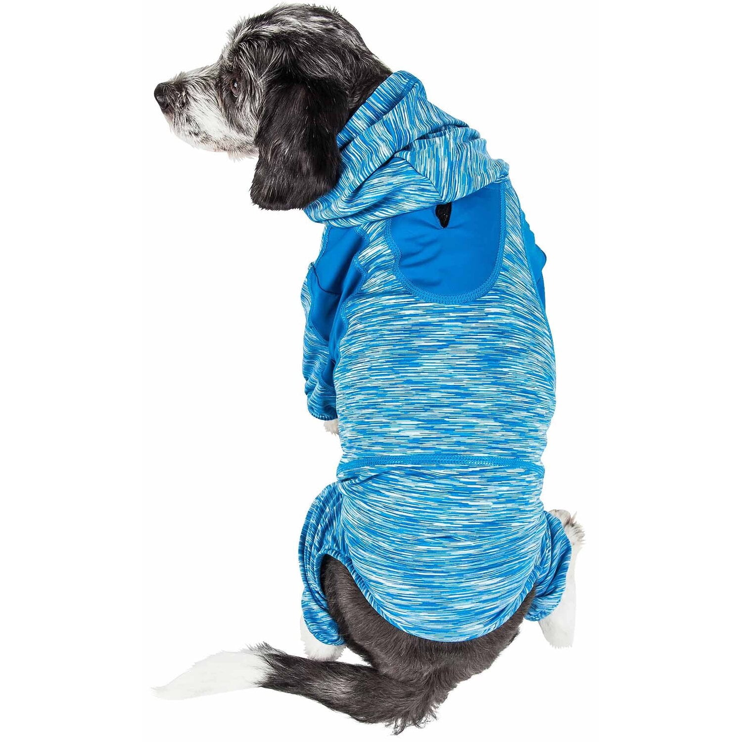 Pet Life ® Active 'Downward Dog' Heathered Performance 4-Way Stretch Two-Toned Full Body Warm Up Hoodie
