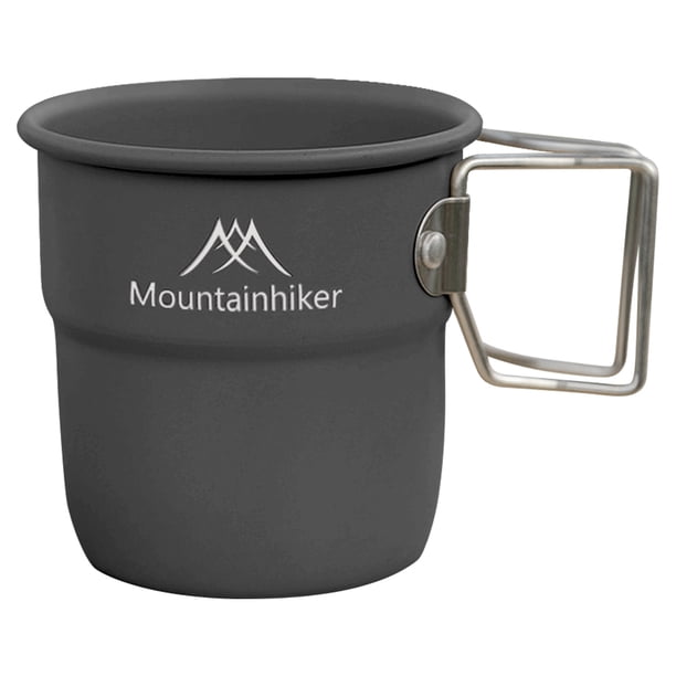 Vajilla de taza para acampar al aire libre de 300 ml con asa plegable para mochileros y caminatas