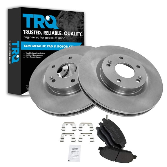 TRQ Front Metallic Brake Pad and Rotor Set Kit for 07-09 Hyundai Santa Fe BKA10552