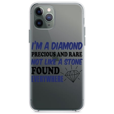 DistinctInk Clear Hybrid Case for Apple iPhone 12 (6.1 Screen) - I m a Diamond Precious Rare Not Everywhere - Wireless Charging Compatible
