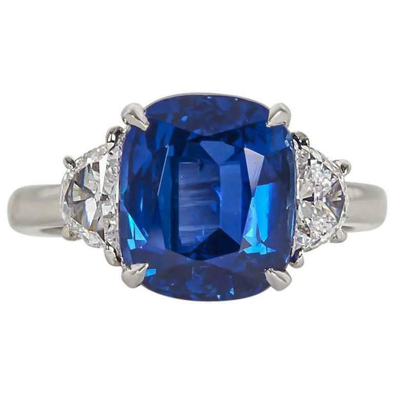 5 Carat Vivid Blue Sapphire Diamond Platinum Ring - Walmart.com