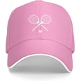 thumbnail image 1 of Tennis Racket Fashion Sandwich Dad Trucker Hat Adjustable Curved Visor Baseball Cap for Men Women, 1 of 6