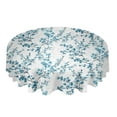 Blue Flower Leaves Round Waterproof Tablecloth Picnic Decorative Table ...