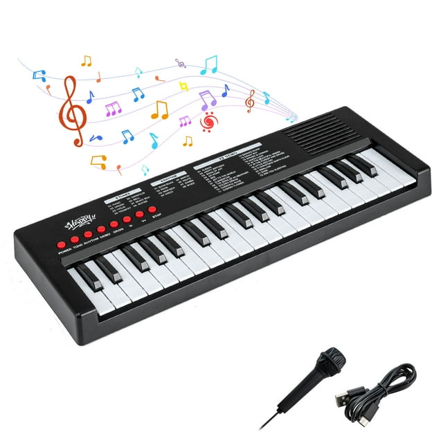 Costway Kids Piano Keyboard with 8 Rhythms 8 Tones 22 Demos for 3+ Years Old Boys & Girls Black