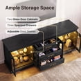 thumbnail image 6 of Lacoo 63'' Vintage-Style TV Stand for TVs Up to 70'' with LED Lights, Entertainment Center with Storage Cabinets and Drawers for Living Room, Black, 6 of 7