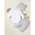 thumbnail image 3 of 6 Months Baby Boys Clothes 9 Months Boys 3PCS Fall Winter Outfits Set Animals Print Infant Boys Long Sleeve Top Pants Set with Hat Gray, 3 of 9