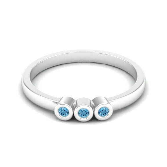 Mooneye Tiny Round Swiss Blue Topaz 925 Sterling Silver Stackable Women Valentines Day Gifts Ring