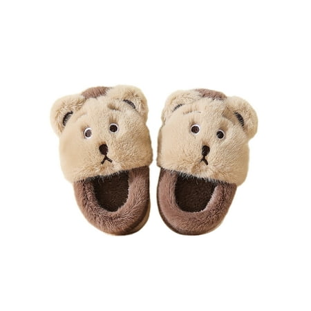 

Colisha Unisex Winter House Shoes Slip On Animal Slippers Cartoon Fuzzy Slipper Walking Soft Warm Indoor Shoe Plush Lining Fluffy Slides Coffee 11.5C-12C
