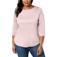 thumbnail image 2 of Charter Club Womens Solid Knit Blouse, Pink, Plus Size, 0X, 2 of 4