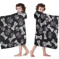 thumbnail image 4 of Paw Prints and Bones Hooded Bath Towel，60"x35" for Ages 3 To 12 Kids, Quick Dry Lightweight Soft Microfiber Hood Beach Towel Cover Up for Kids, 4 of 7