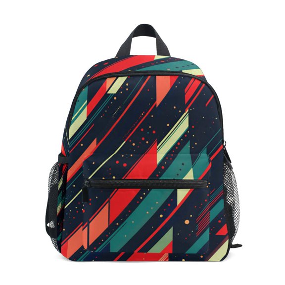 FORMRS School Backpack with Front Zippered Pocket 12" Student Travel Daypack, Orange Abstract Lines