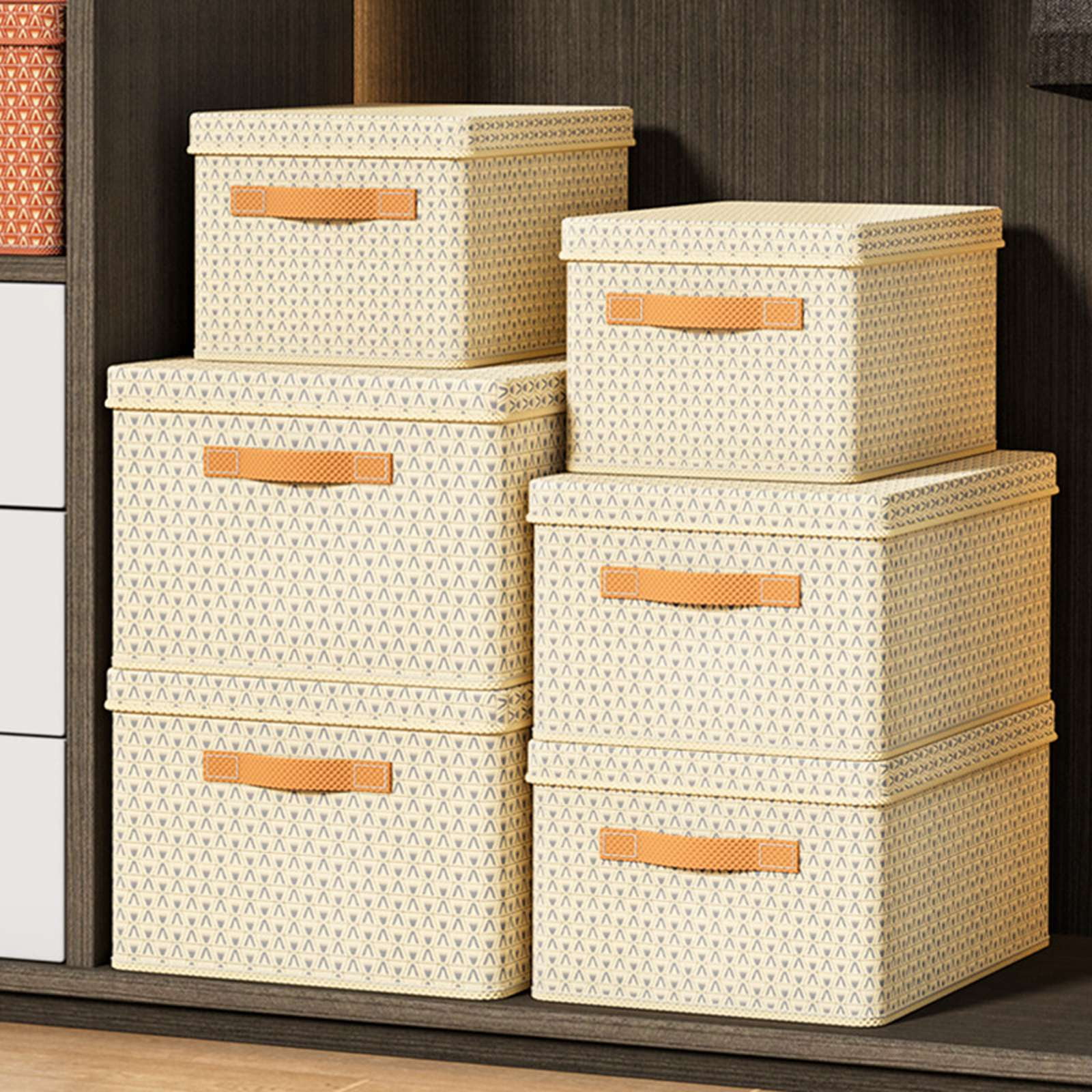 GRANNY SAYS Closet Storage Bins, Fabric Boxes with Lids, Shelf Baskets for  Closet Organization, Stackable Storage Containers Storage Baskets for