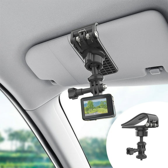 Car Accessories under $5! kkbbma Car Sun Visor Mount for Sports Camera, Universal 1/4 Inch Connector Bracket, Dashboard Camera Holder for All Vehicles