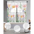 thumbnail image 2 of Pink Yellow Spring Floral Swag Curtains for Living Room/Bedroom Windows, Watercolor Summer Botanical Kitchen Curtains and Valances Set 36 Inch Length, Light Filtering Swags Valance Curtain Panels, 2 of 5