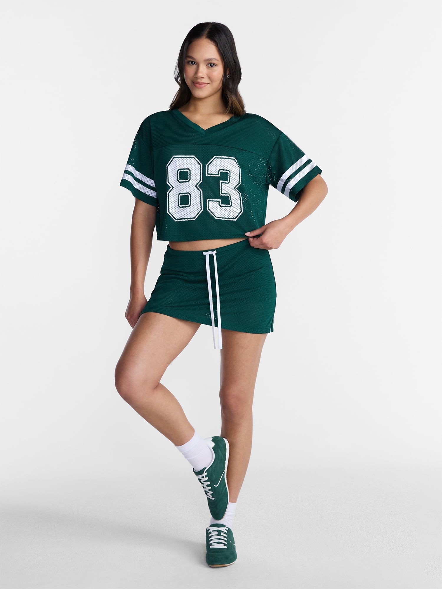 No Boundaries Jersey Top and Skort Set, 2-Piece, Women's XXS-4X
