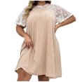 thumbnail image 2 of Feancey Fashion Nightgowns for Women Lace Short Sleeve Sleepwear Ribbed Knit Solid Color Nightdress Loose Fit Casual Sleep Dress Flash Sale Of The Day Khaki 3XL, 2 of 6