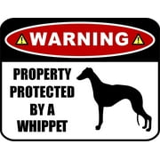 PCSCP Warning Property Protected by a Whippet (SILHOUETTE) 11.5 inch x 9 inch Laminated Dog Sign