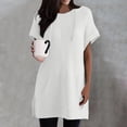 thumbnail image 2 of Women's 2025 Summer Oversized Short Sleeve Drawstring Hoodie Knit Side Slit Tunic Tops with Pocket, 2 of 5