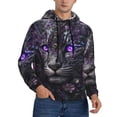 thumbnail image 2 of Balery Purple-Eyed Floral Leopard Pattern Mens Hoodie Kangaroo Pocket Hoodie Pullover Hooded Sweatshirt Ideal for Daily Wear Travel and Home-Medium, 2 of 7