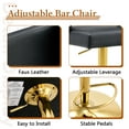 thumbnail image 3 of Sweiko Swivel PU Leather Bar Stools, 2pcs Adjustable Bar Chairs, Modern Upholstered Kitchen Counter Height Barstools, Gold Metal Leg Bar Stools with Backres, Black, 3 of 8