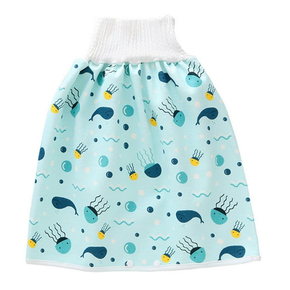 Niceauty High Waist Waterproof Diaper Skirt Blue Cloth Training Pants for Nap Time 1Pack