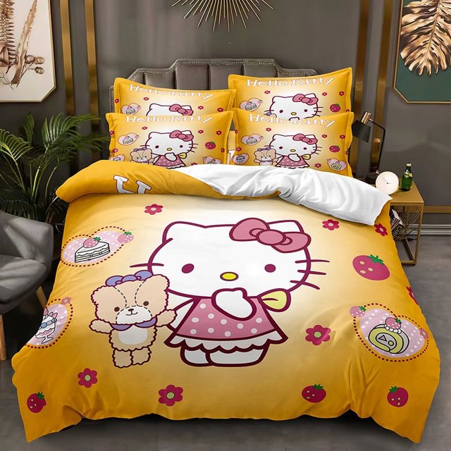 Ensemble de Literie Housse de Couette Taie d'Oreiller Dessin Animé Housse de Couette Simple Double Housse de Couette Ensemble de Chambre de Filles - ZIORGSHF
